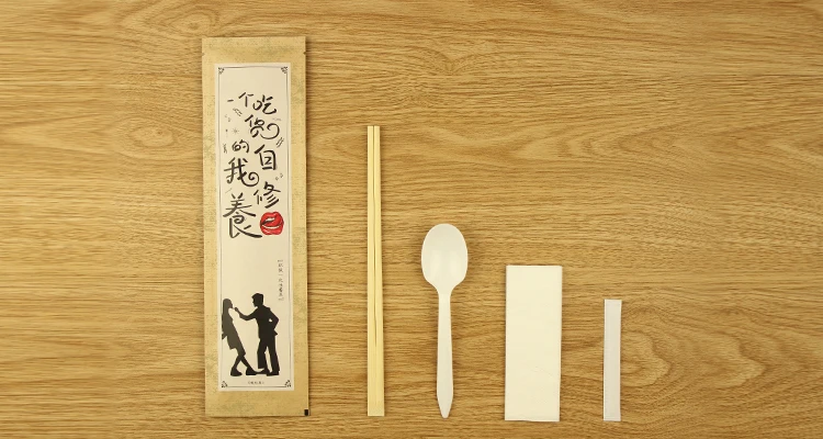 Free design disposable cutlery package recycling cutlery custom cutlery set paper bag