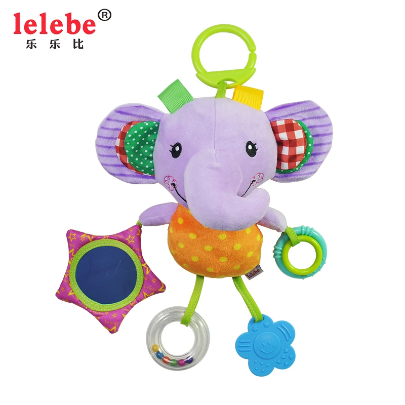 
2020 new arrival multifunction ring soft plush doll bell rattle zebra baby teether toy with kid toy 