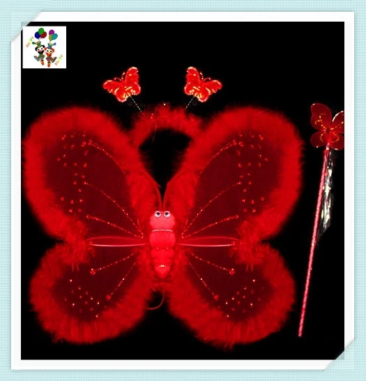 Cheap 3pcs Princess Party Feather Butterfly Wings with Wand Headband HPC-1757