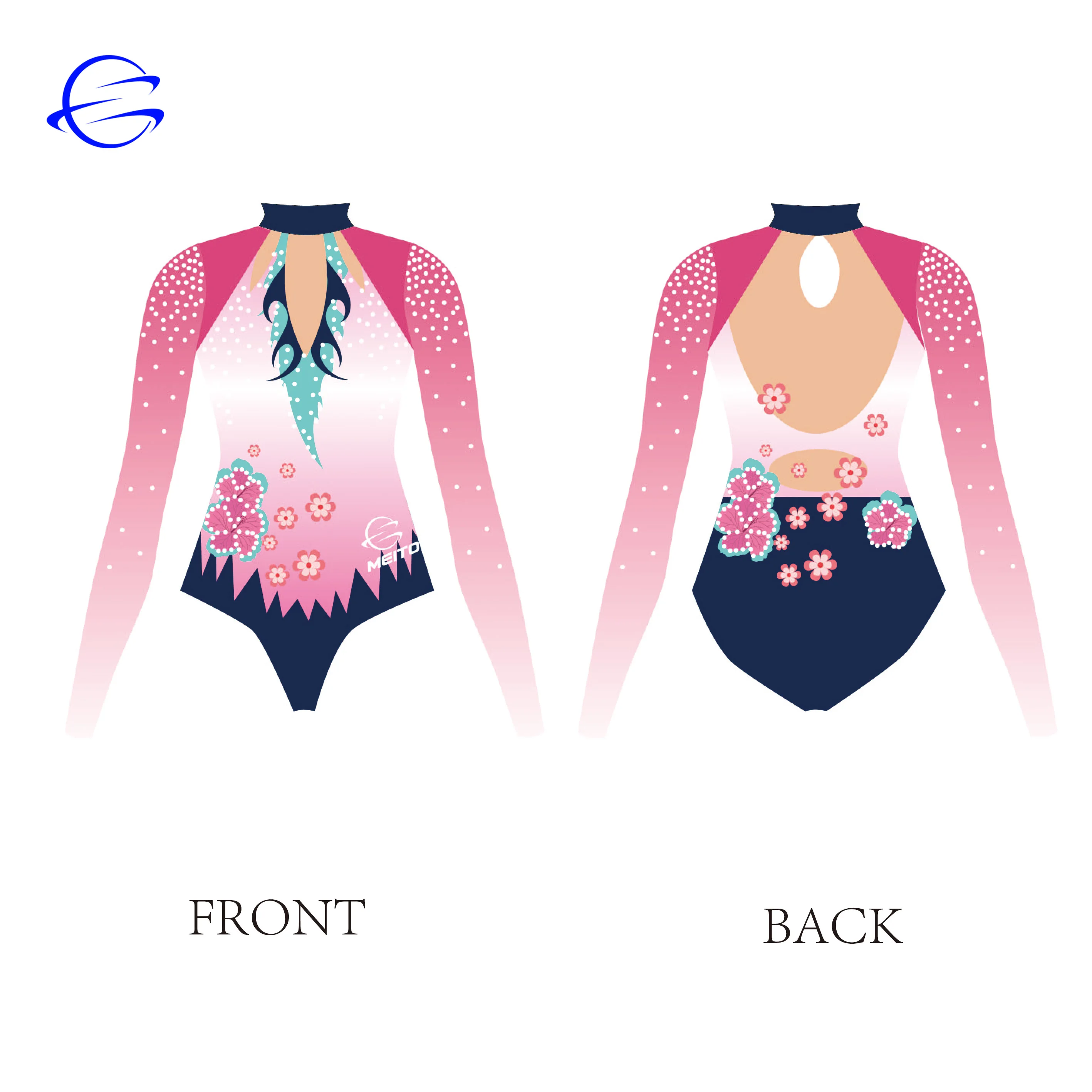 Breathable Custom Long sleeves Digital Sublimation Spandex Fabric Rright Black / Red Women Gymnastic Leotard