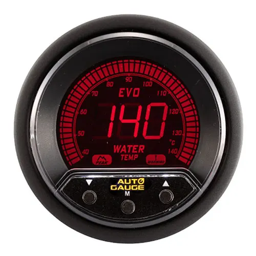 52mm Taiwan LCD Screen Auto Car Part Water Temperature Gauge with warning peak