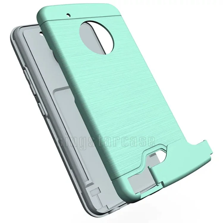 Wire Draw Hide Credit Card Holder Back Cover for Motorola Moto G5 Plus Case Cover