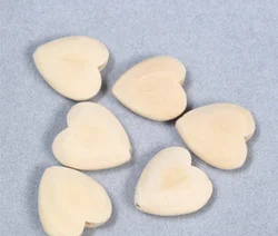 New product natural unfinished 25 mm flat wooden heart beads heart shaped wooden beads for jewelry making