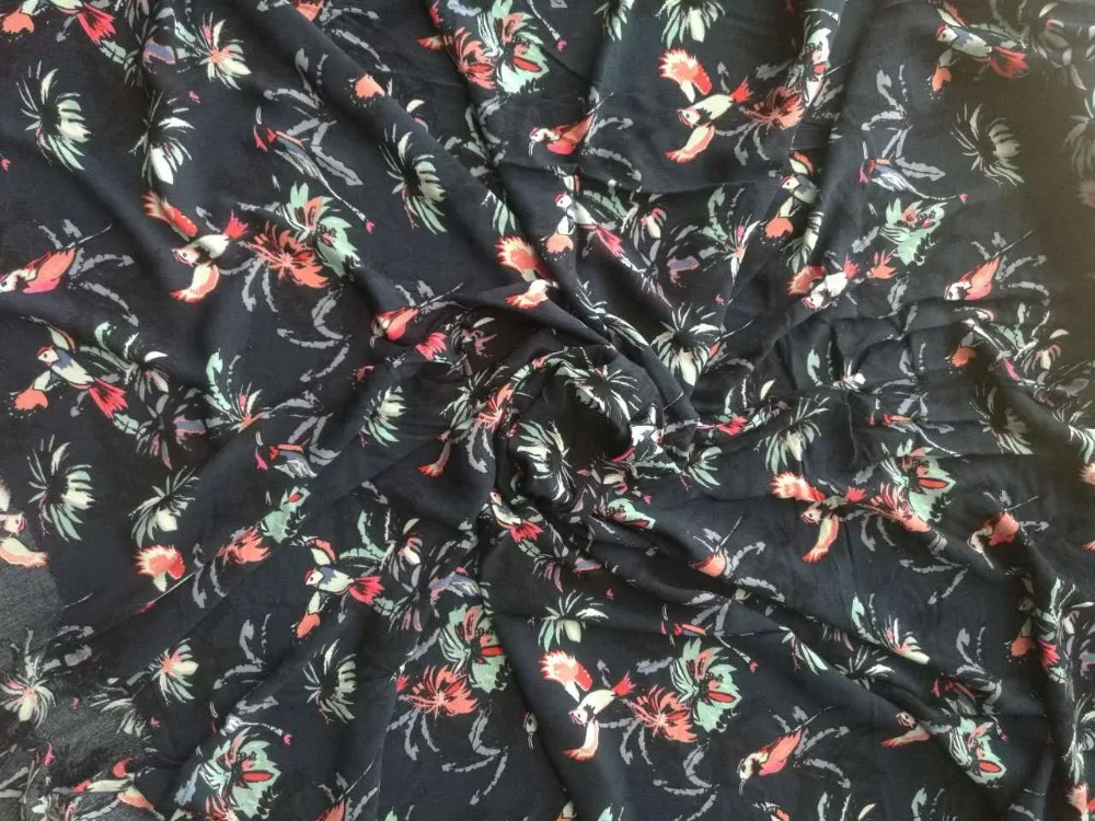 100% вискоза/вискоза, гофрированная ткань с принтом, 30*24, тканый креп