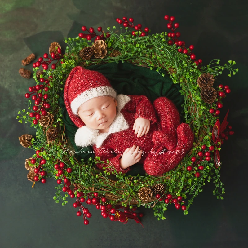 Baby Sleeper romper Set newborn knit mohair hat and footed romper outfit baby pajamas newborn photo prop