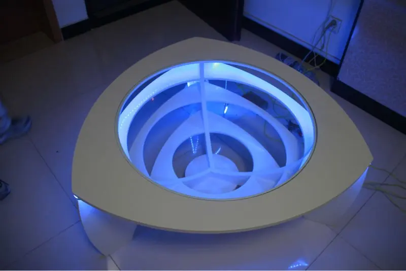 
LED light triangle acrylic solid surface coffee table for home coffee shop office 