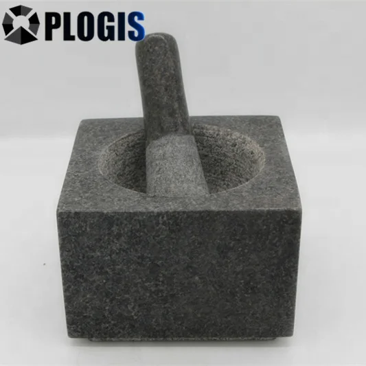 
Square Shape Granite Mortar and Pestle 