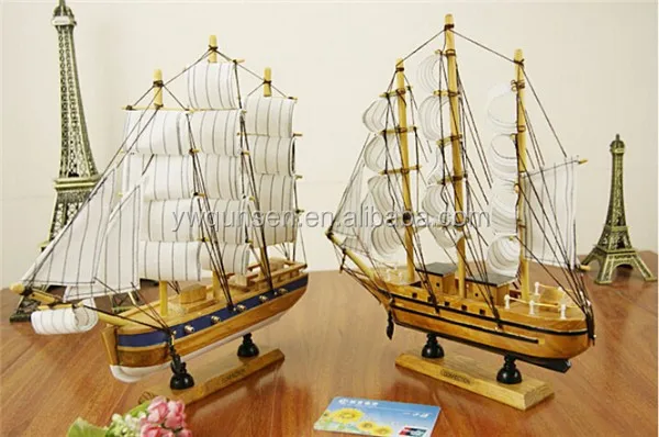 Custom hot selling wholesale sailboat model small decorative craft wooden sailboat model