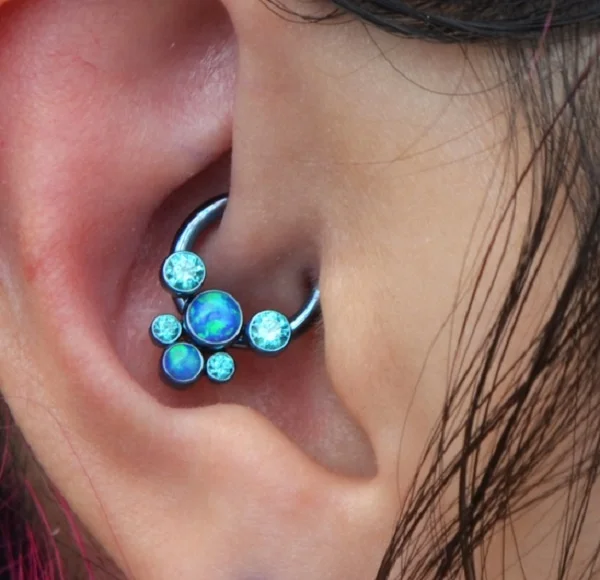 
Stainless steel 16G Opal Stone Nose Hoop Ring Cluster Captive Bead Ring BCR CBR Tragus Helix Conch Piercing Body Jewelry 