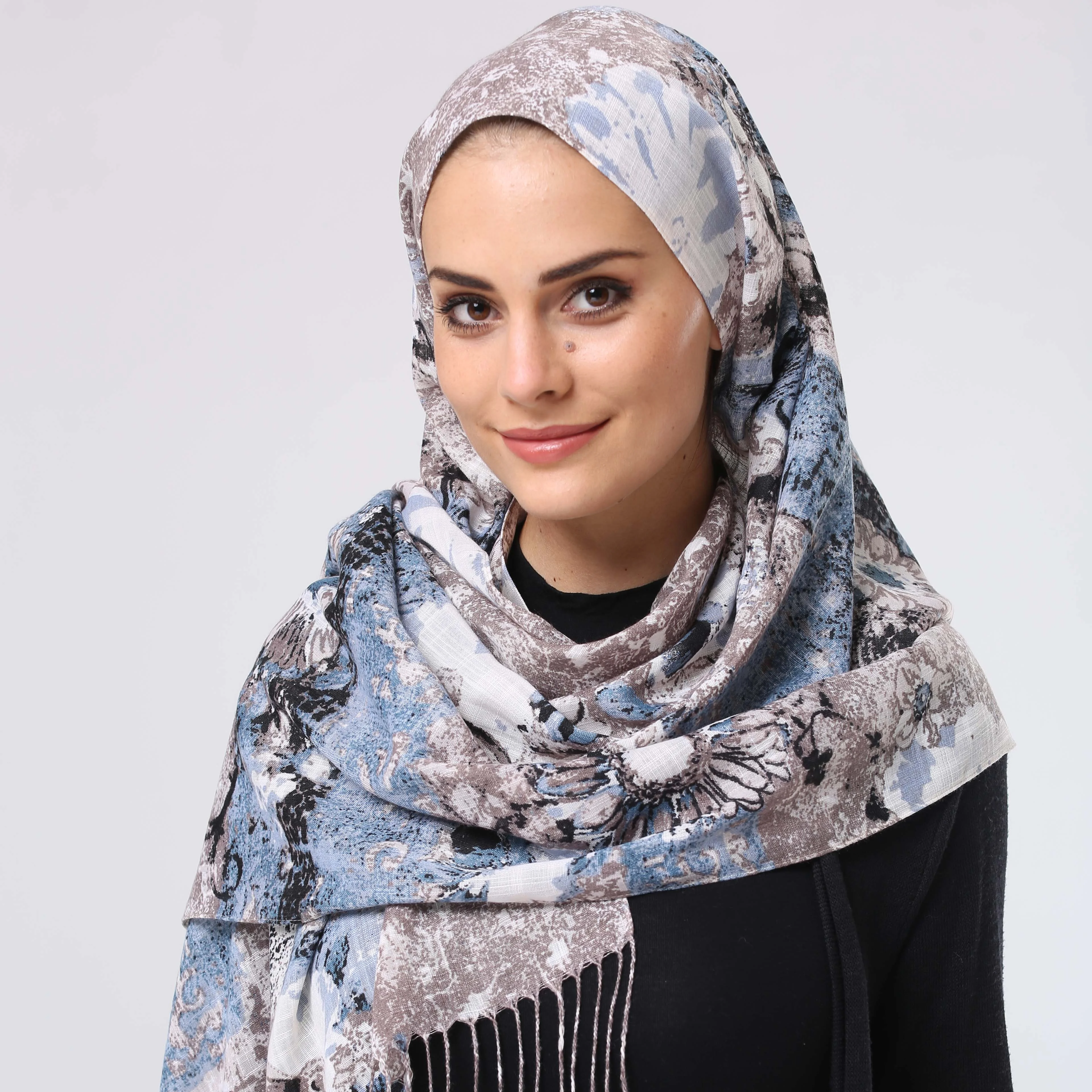 Мусульманский ислам Мода уникальный многоцветные Пользовательские печати шаблон Кисточкой Хиджаб Шарф