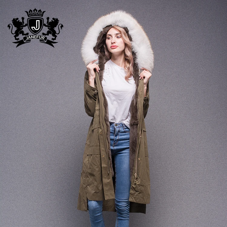 Новый дизайн большой меховой воротник пальто на заказ мех пальто для женщин