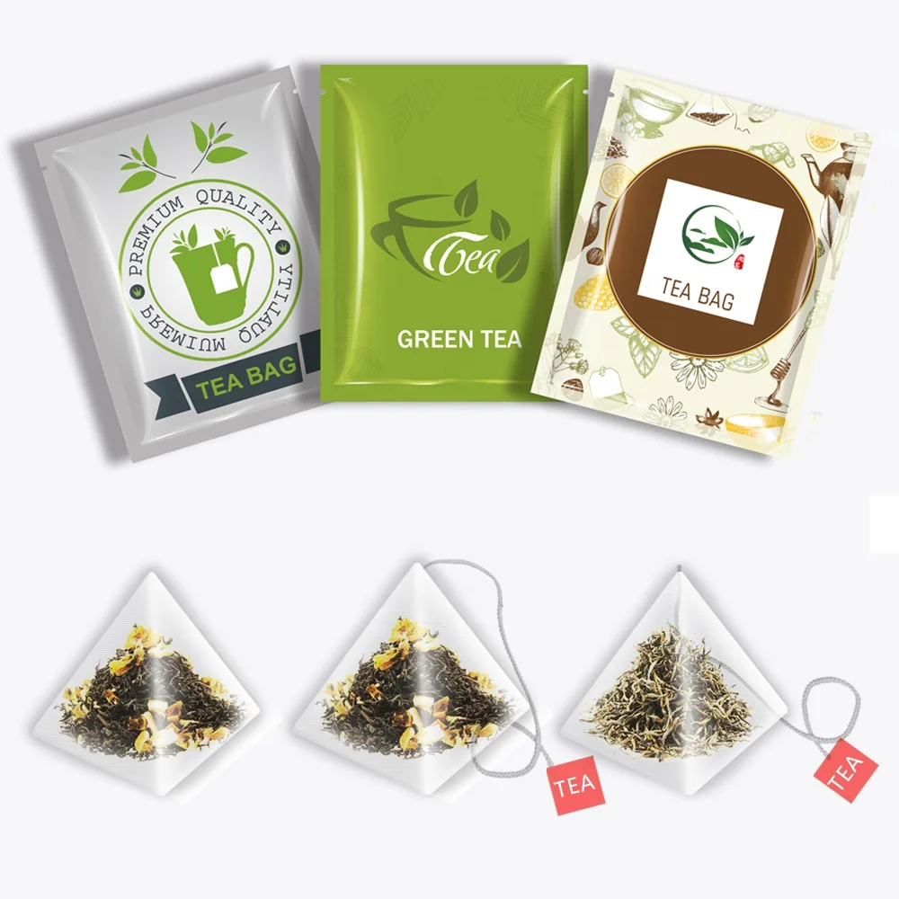 
Custom EU Compliant Biodegradable Nylon Triangle Teabag Mesh Teabags Pyramids Tea Bags With String Pyramid Tea Bag Tags 