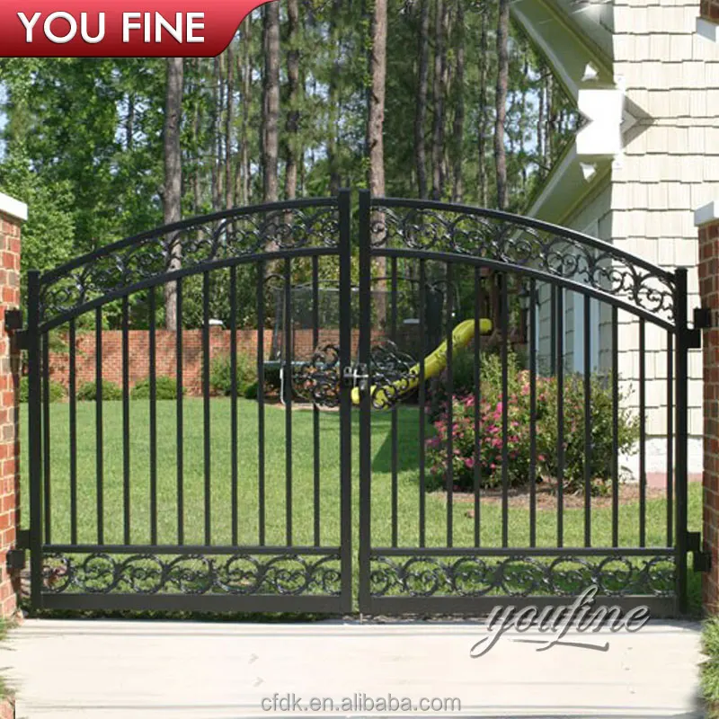 Outdoor Custom Steel Wrought Iron Main Gate Designs for Homes