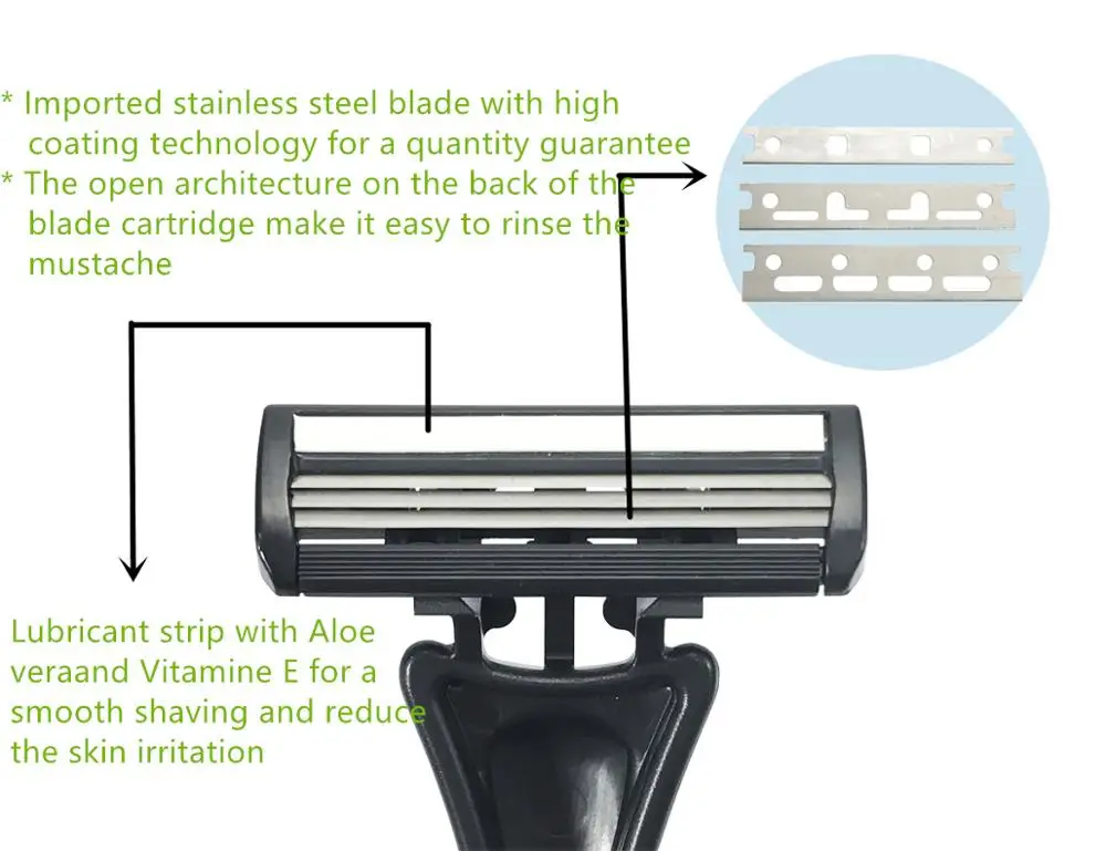 B374DL New design 3 blade disposable triple shaving blade razor
