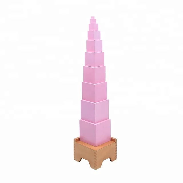 Children Wooden Toys Montessori Pink Tower