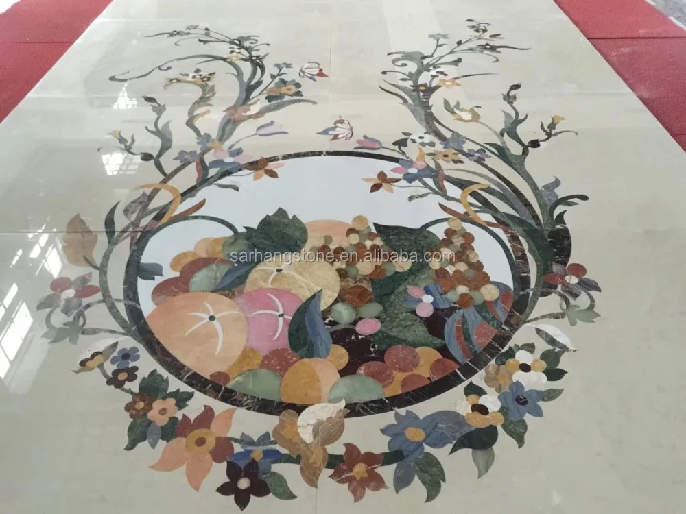 flower water jet marble flooring pattern