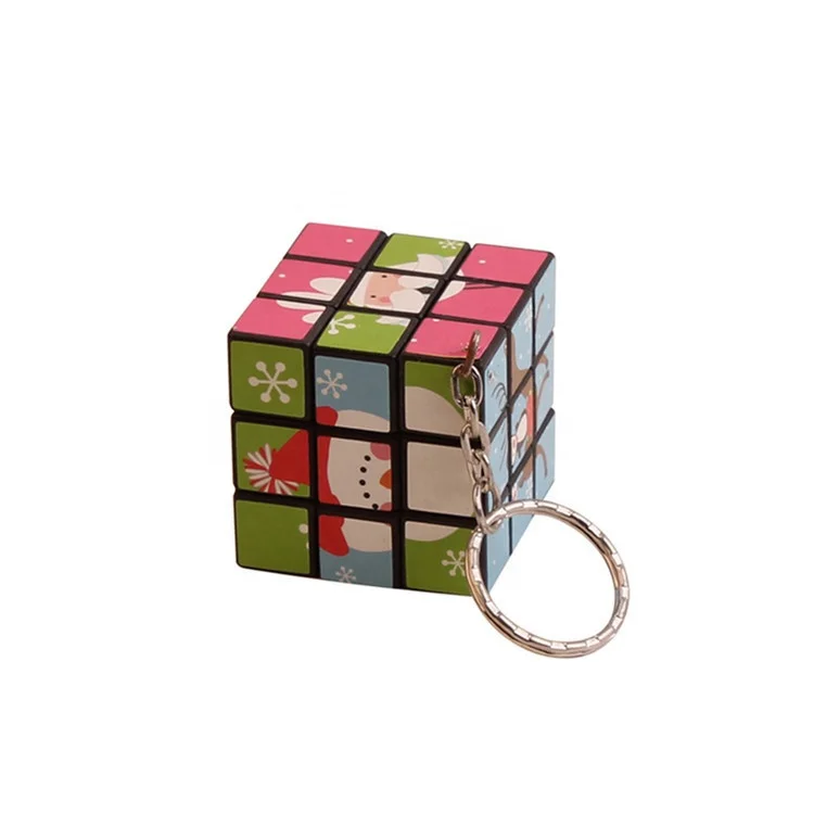 Mini Keyring Cube Puzzle New design toys keyring 3.3cm mini magic cubes with customized logo