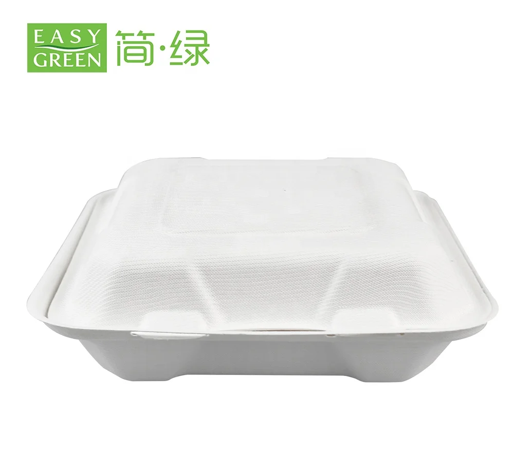 Disposable Microwaveable Biodegradable Take Out Food Containers with Clamshell