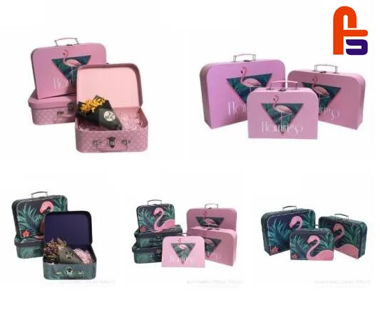 Baby Clothes Shoe Paper  Gift Set Cardboard  Suitcase Boxes Natural Handmade Cardboard Suitcase Gift Box Toy Packaging Box