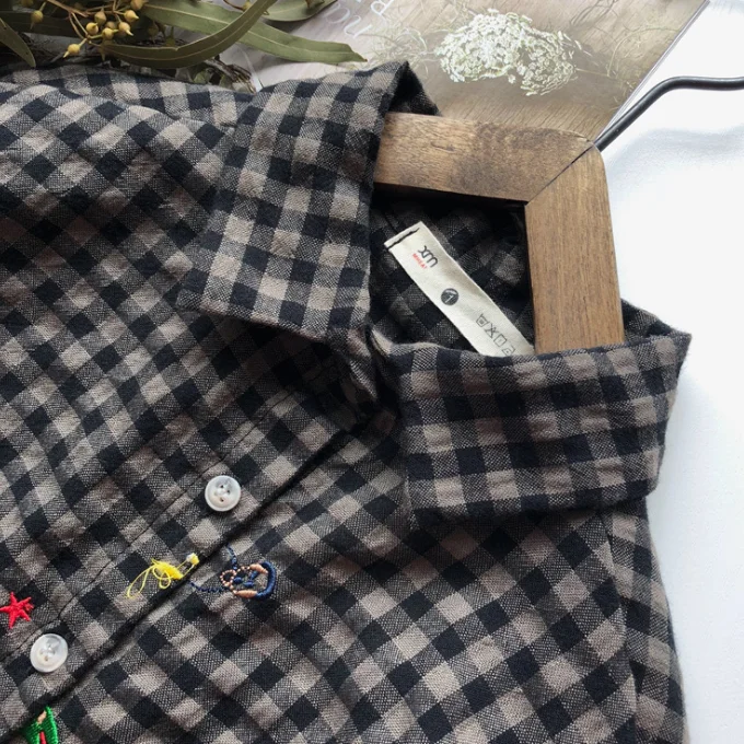 
YY10096A New autumn baby boy turn-down collar plaid long sleeve shirt 