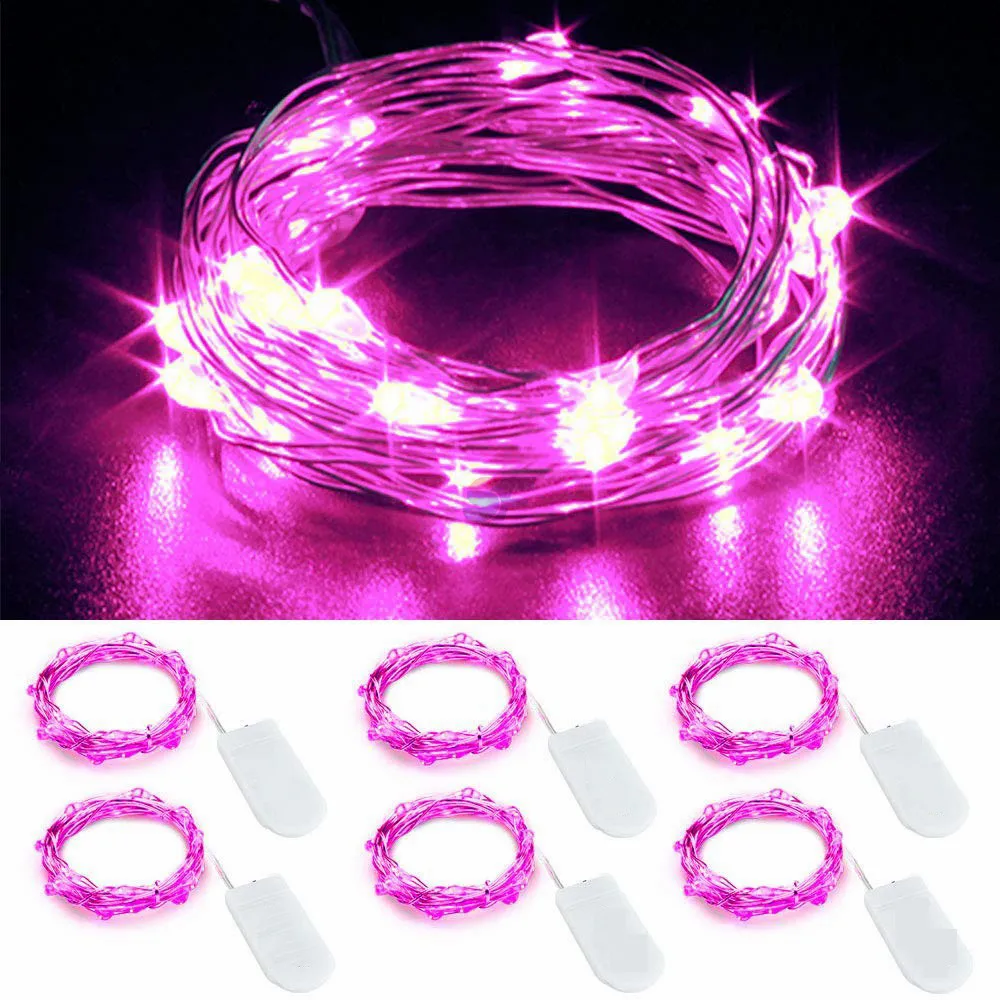 CR2032 Led String Light Pink Fairy String Lights 6.6FT 10/20 LEDS Battery Operated  For Wedding Decoration Flowers Party