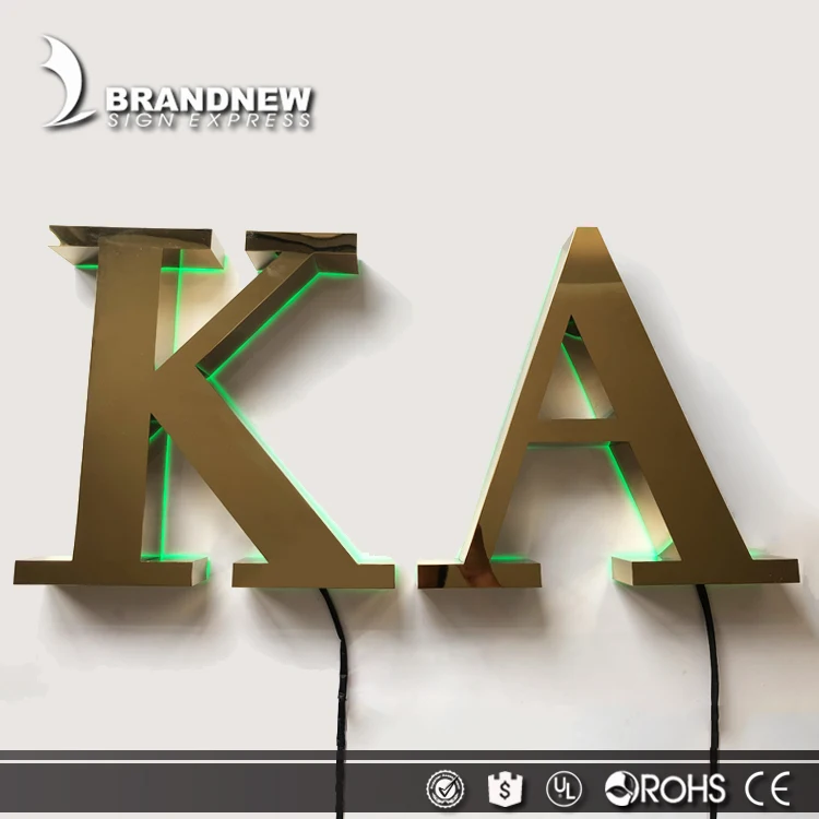  3D нержавеющая сталь стена Английский канал буквы металлический знак Алфавит золотые