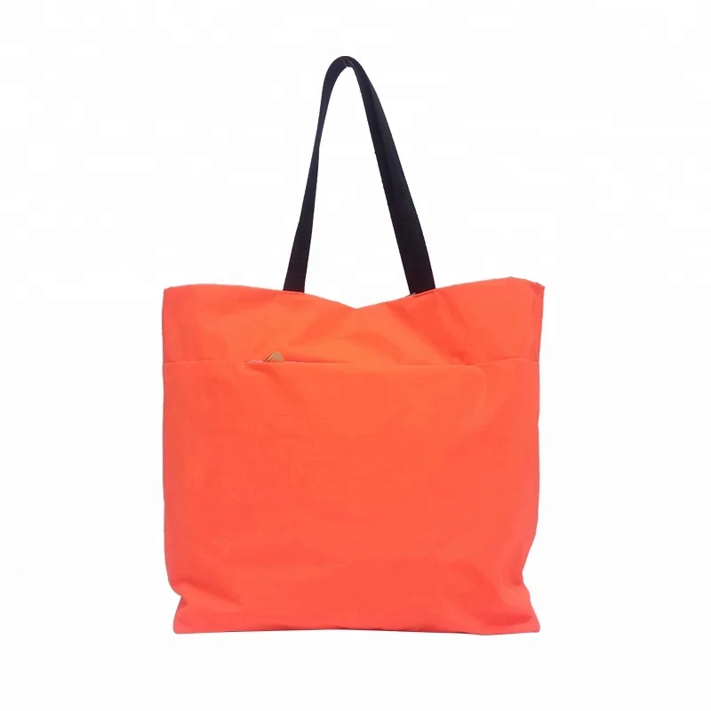 Manufacturer direct sale novel fashion shopping bag fluorescent orange color nylon gym tote bag