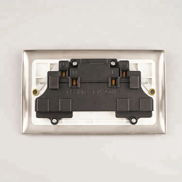 British Standard Double Gang Wall Socket with Switch