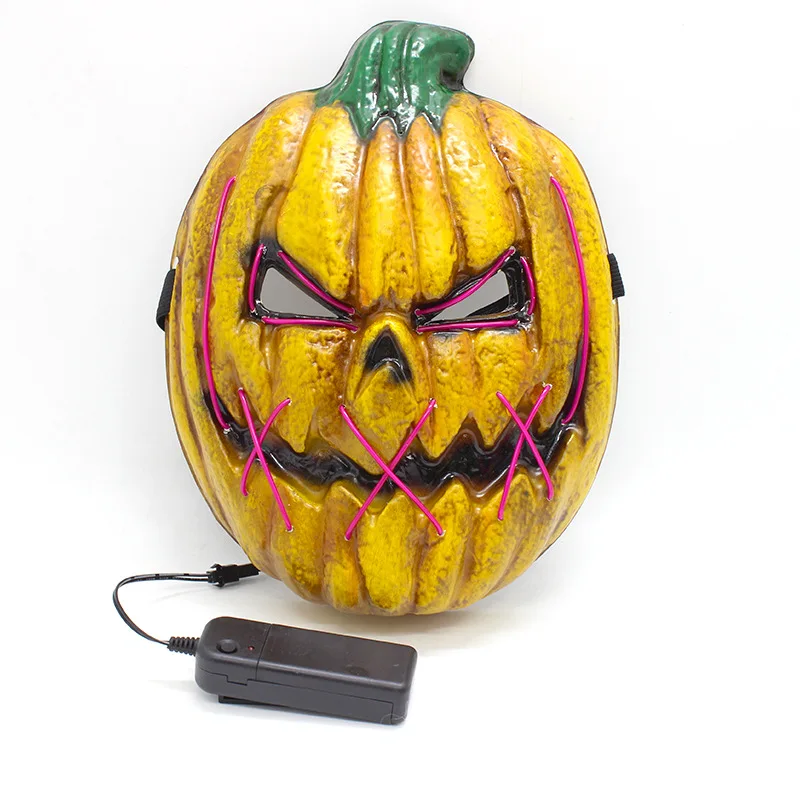 Hot Sale Halloween Party Scary Neon LED Mask Light up Full Face Black Purge Masks