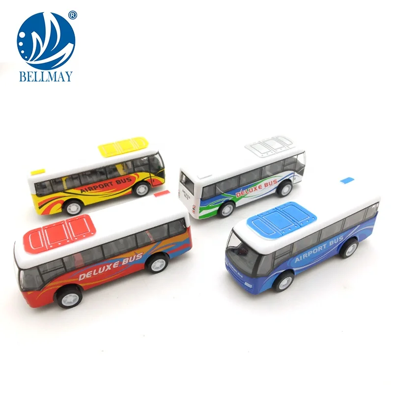 Bemay Toy 1:55 Alloy Toy Diecast Model Car Pull Back Diecast Scale Models Bus Toy With 4 Style