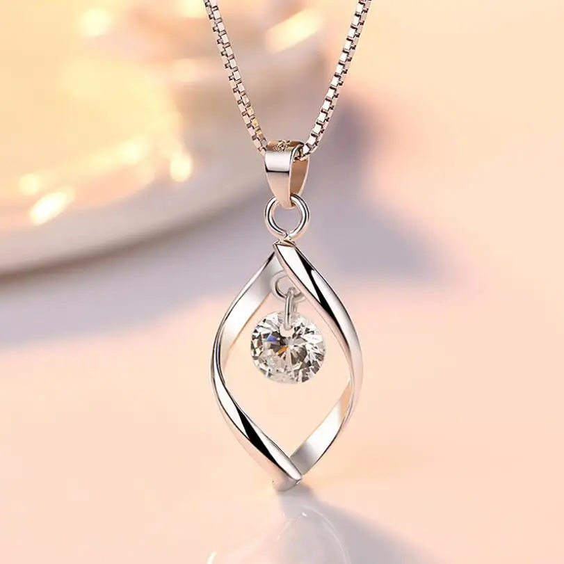 
New Women Design 925 Silver CZ Pendant Necklace 