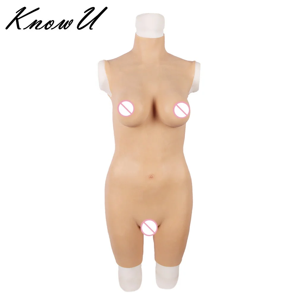 D cup clothes women wearable breast silicone full body suit