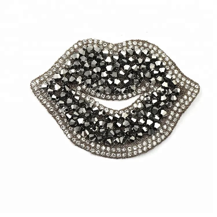 Alibaba New Arrival rhinestone bead iron on patches