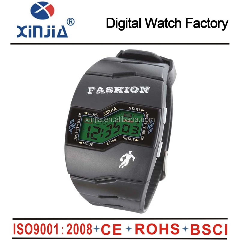 2019 fashion cheap water resistant multifunctional digital sport lcd watch for promotion