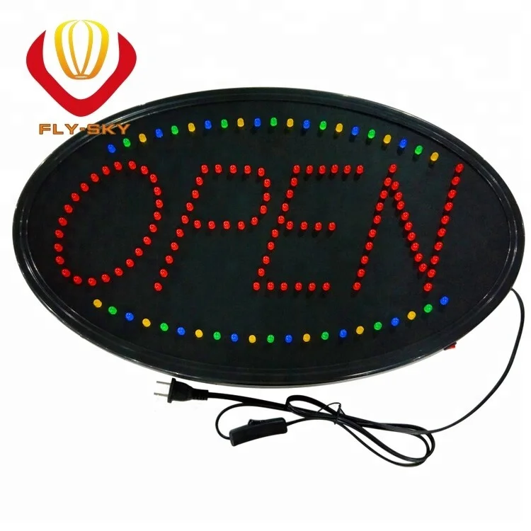 new product Large LED Open Sign for Business Displays: Oval Electric Light up Sign Open with 2 Flashing Modes