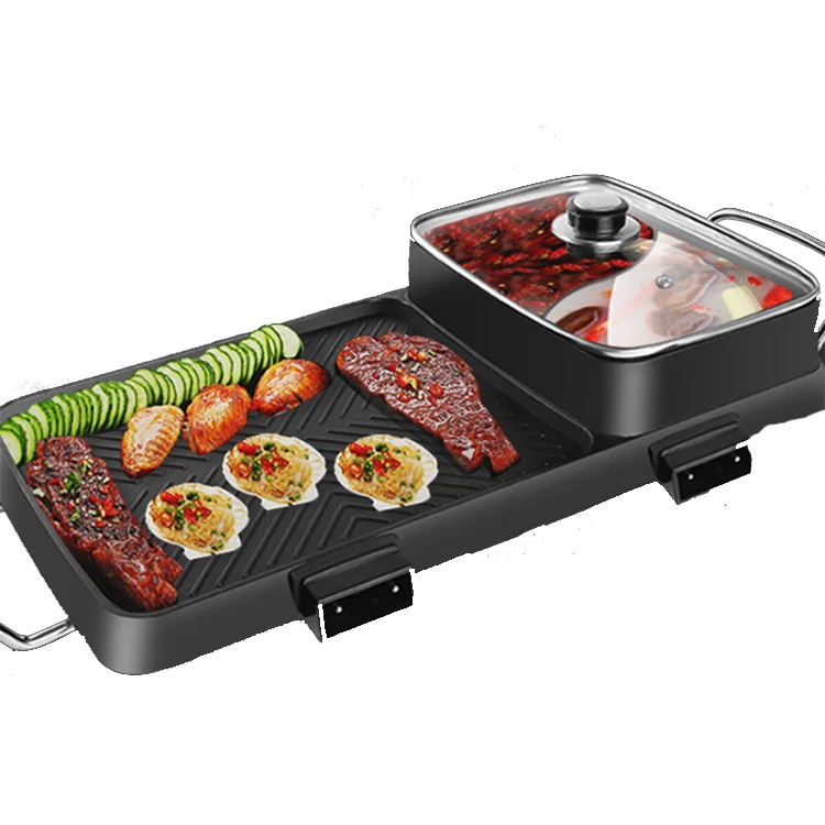 
Realbei Al-2851 factory wholesale price electric grill flat pan electric hot pot pan electric smokeless grill 