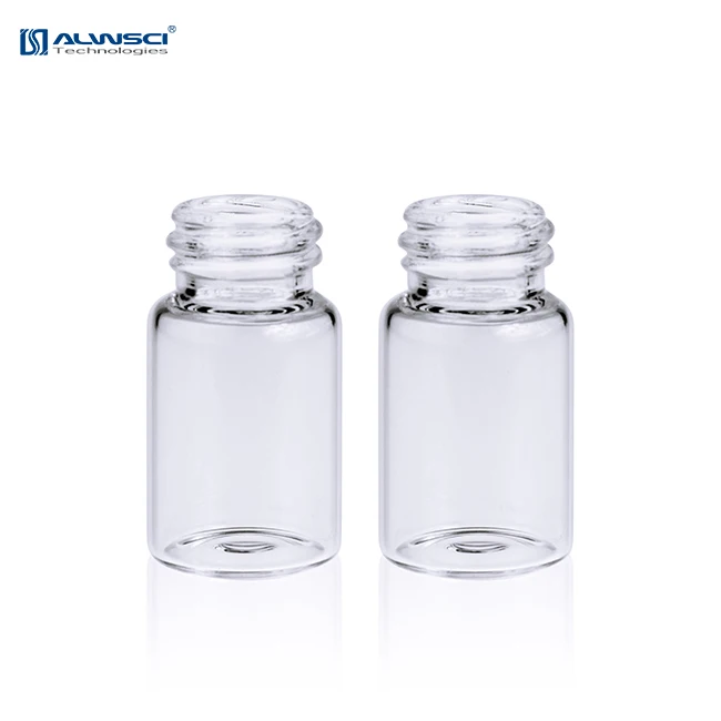 7ML Clear chemical glass storage bottle with white screw cap