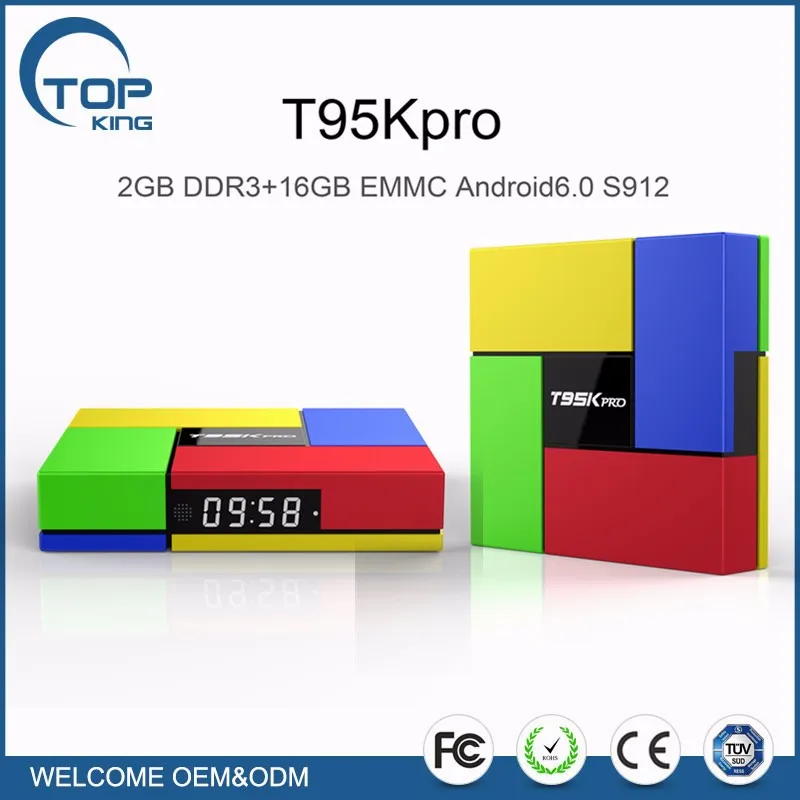 T95K Pro Amlogic S912 Octa Ядро 2 Г DDR3/16 Г EMMC Android 7.0 tv box с Двойной Wifi