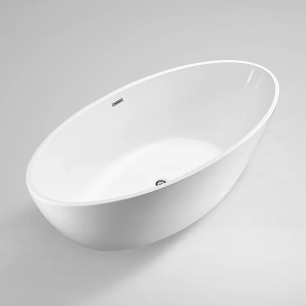 Aifol Modern Luxury Acrylic 63 inch Gloss Deep Soaking Freestanding Oval Bathtub Center Toe-Tap Drain Bath Tub