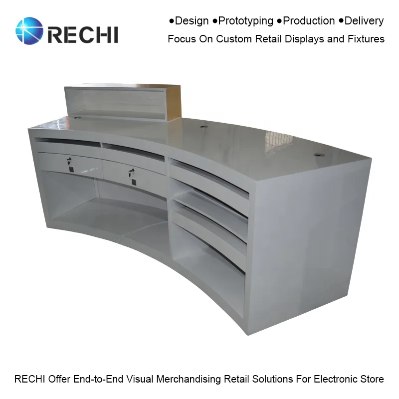 RECHI Custom Wooden Maintenance Table and After Sales Service Counter With Light Sign for Retail Mobile Phone Store