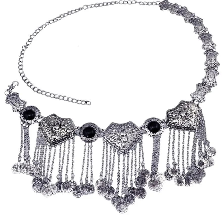 Turkish Gypsy Silver Belly Chains Boho Ethnic Jewelry Sexy Bikini Waist Dance Coin Dress Belt Belly Piercing Tribal Jewelry