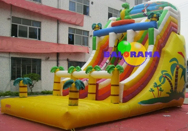 inflatable double slide, giant inflatable slide, inflatable dino slide