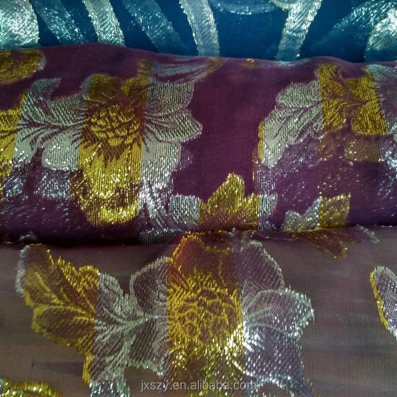 72%silk 28%lurex shiny jacquard silk stock silk lurex fabric