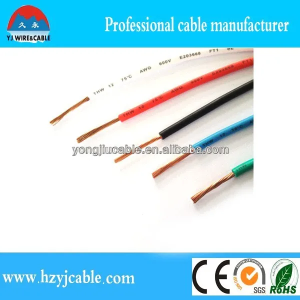THW cable pvc insulated stranded single cable AWG4 AWG6 AWG8 AWG10 AWG12 AWG14 AWG16