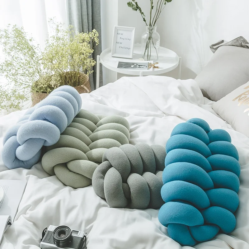 Cheersee new arrival pink decorative throw rectangle waist plush knot pillow for home decor