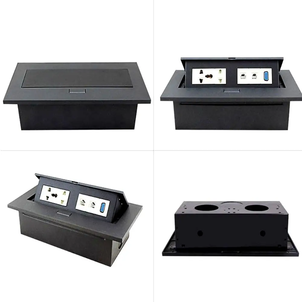 Multi - Function  Socket Cable Box Pop - Up Embedded Hidden Multimedia Box For Office Desk