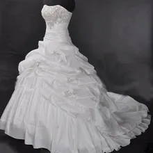 Cheap Price ! 2014 New Arrival ! Free Shipping ! A Line Strapless Embroidery White / Ivory Wedding Dresses OW 20288