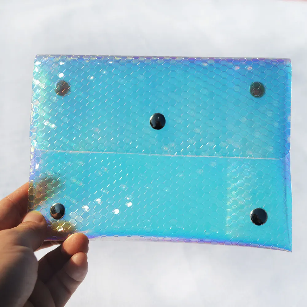 Women Transparent Bag Rainbow Holographic Clear PVC Jelly Small Tote Messenger Bag