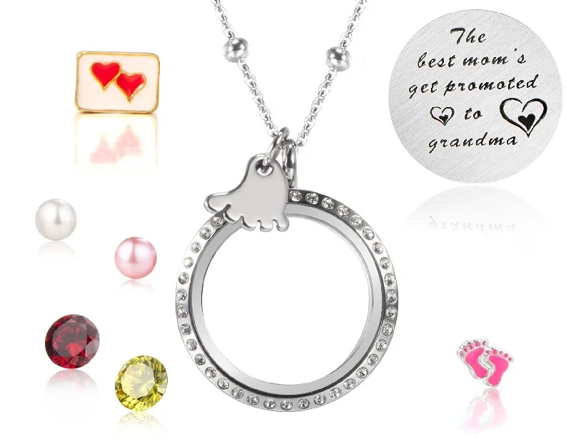 Most popular stainless steel memory floating locket pendant photo glass frame with window plate