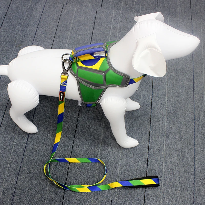 Flag of Brazil reflective pet dog harness wholesale